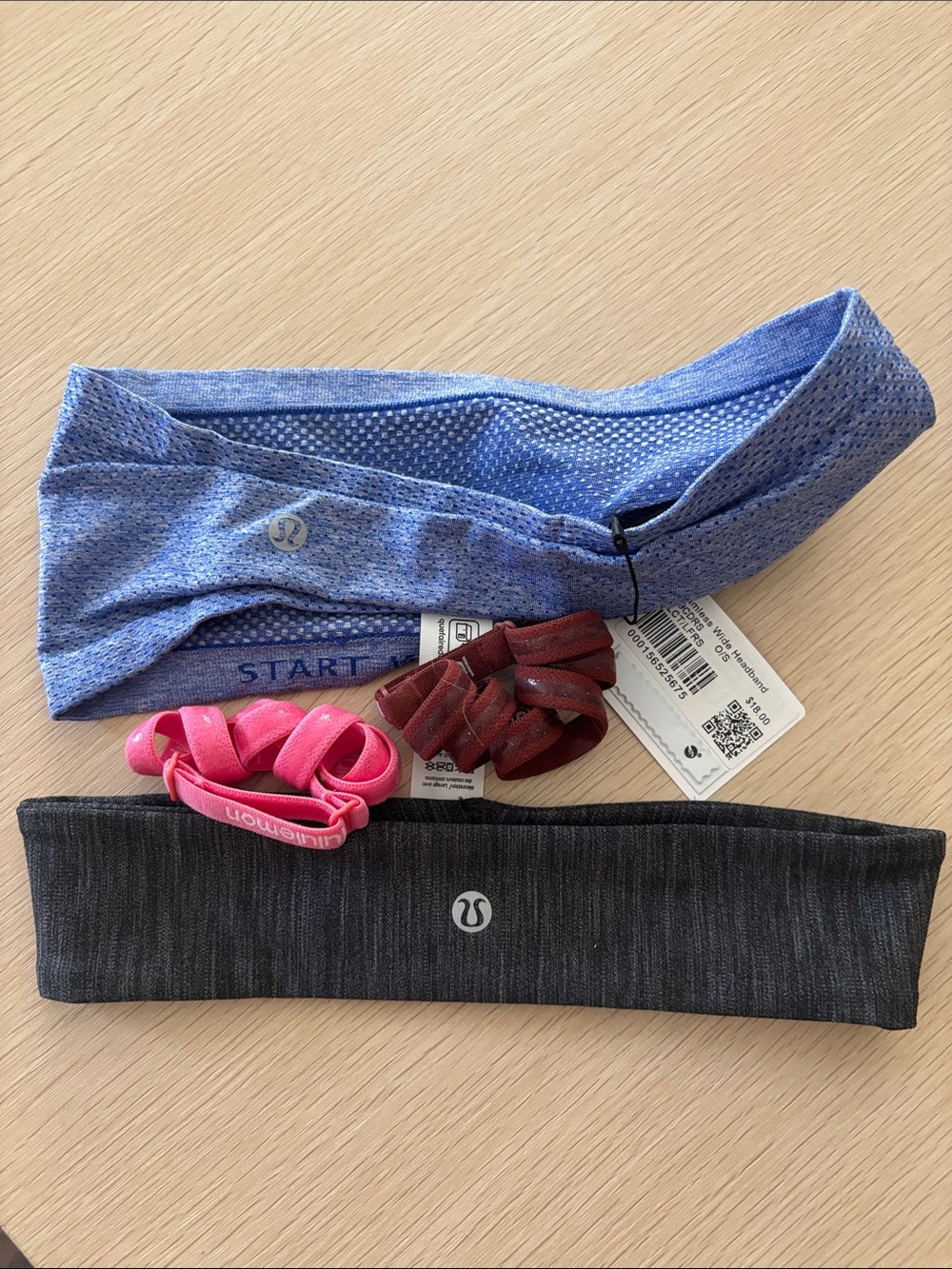 lululemon athletica Headband Set — Light Blue, Charcoal & Pink